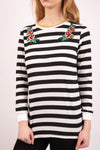 Embroidered Ribbed Knitted Top