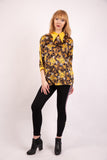 Oversized Cat Print Collared Blouse Top