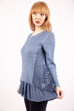 Round Neck Top with frills and embroided detail panel