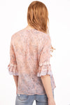 Pink Floral Print Chiffon Floaty Blouse Top