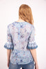 Powder Blue Floral Print Chiffon Floaty Sleeve Top