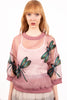 Loose Fit Mesh applique Dragonfly top