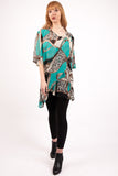 Oversized Chiffon Leopard And Chain Print Contrast Top