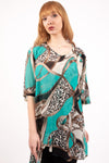Oversized Chiffon Leopard And Chain Print Contrast Top