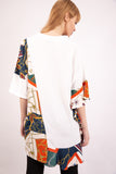 V Neck Chain Contrast Print Top