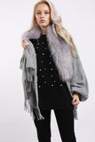 Faux Fur Collar Fringe Shawl/Scarf