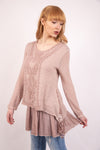 Floral Lace Embroidered Top With Frill