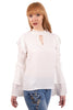 Ruffle Rushed Elastic Sleeves Blouse Top