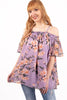 Purple Floral Print Chiffon Cami Cold Shoulder Top