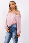 Fish Net Pearl Arm Blouse Top
