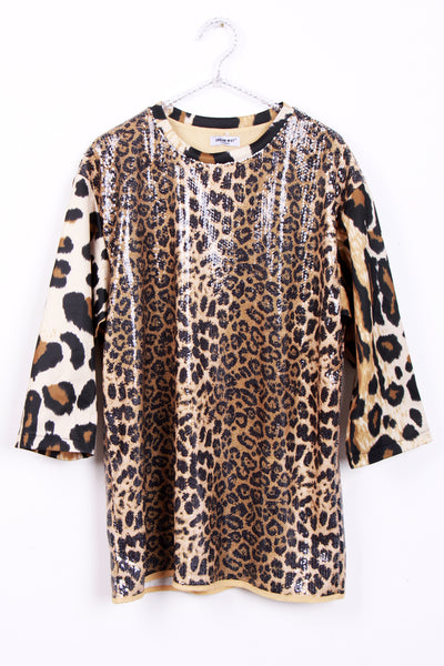 Leopard Print Sequin Tunic Top