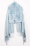 Faux Fur Collar Fringe Shawl/Scarf