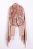 Faux Fur Collar Fringe Shawl/Scarf