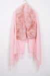 Faux Fur Collar Fringe Shawl/Scarf