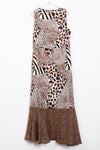 V Neck Chiffon Leopard Print Frill Maxi Dress