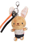 Bunny Rabbit Soft Plush Diamante Bag Charm Keyring