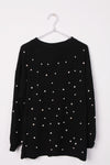 Knitted Jumper Top with Pearl in black