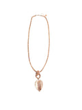 Sparkly Diamante gem Long Necklace with Delicate Leaf Pendant