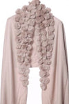 Cashmere & Wool Shawl With Multiple Fur Pom Poms