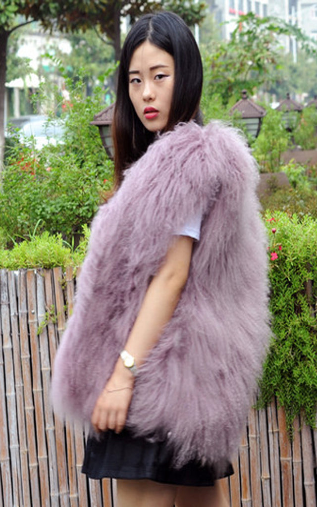 Mongolian Faux Fur Gilet Urban Mist UK