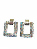 Full Diamante Square Shape Earrings