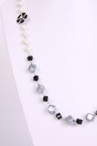 Grey Square block with Pearls long women's necklace
