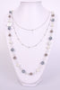 Trendy Pearl and Jewel Flower Layered Long Necklace