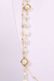 Pearls with square frames with gold and silver chain