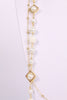 Pearls with square frames with gold and silver chain