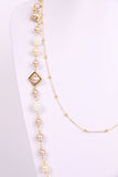 Pearls with square frames with gold and silver chain