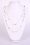 Pearl Necklace with oval Jewel in Gold and silver chain