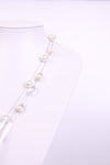 Pearl Necklace with oval Jewel in Gold and silver chain