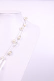 Pearl Necklace with oval Jewel in Gold and silver chain