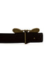 Designer Bee Pearl Diamante Embellished Buckle Faux Leather Belt