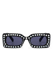 Pearl Detail Square Plastic Sunglasses