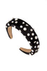 Jewel And Pearl Thick Padded Velvet HAIRBAND Headbands in black