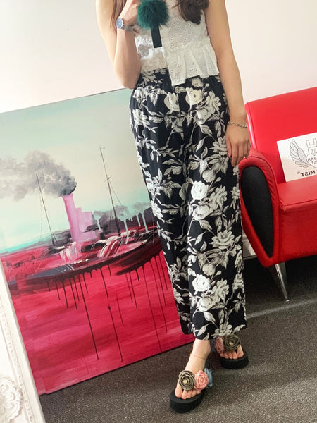 Black & White Lightweight Silky Trousers