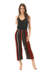 black and red stripe stretch culotte trousers