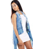 Sleeveless Waterfall Paisley Print Waistcoat Jacket