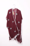 Midi Length Flower Embroidered Tassel Kimono Jacket Cover Up