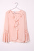 Blouson Ruffle Lace Applique Sleeve Blouse Top