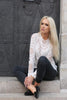 Long Sleeve Lace Crochet Top With Back Zip