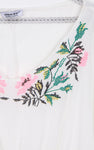 Floral Embroidery Belt Tassel Trim Kaftan Top