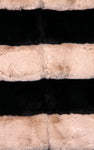 Longline Duo Colours Stripe Ultra Soft Faux Fur Leather Panelled Gilet