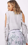 Cold Shoulder Ruffle Detail Blouse Top