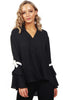 Ribbon Detail Sleeve Floaty Wrap Front Top