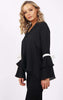 Ribbon Detail Sleeve Floaty Wrap Front Top