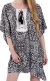 Tie Front Kaftan Dress Top In Vintage Bandana Print