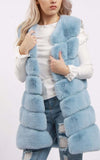 Ultra Soft Chevron Faux Rabbit Fur Leather Panel Gilet