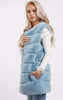 Ultra Soft Chevron Faux Rabbit Fur Leather Panel Gilet